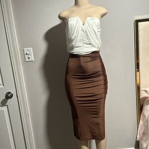 Brown satin skirt